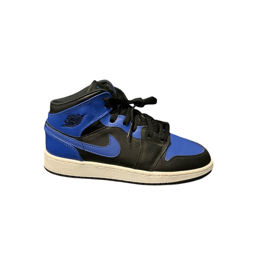 Air Jordan 1 Mid GS Big Kid Sneakers, Black/Hyper Royal/White